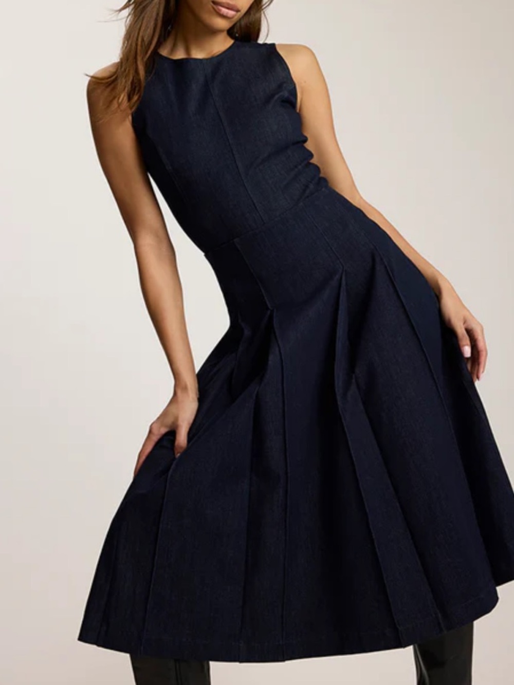 Commando Do It All Denim Pleated Midi Skirt